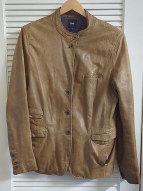 GAP Women's Light Brown Leather Button Jacket